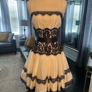Elegant Black and White Lace Dress